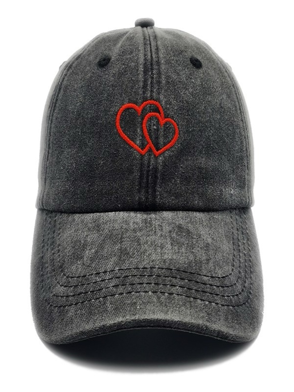 Charcoal Kids Heart Embroidered Baseball Cap